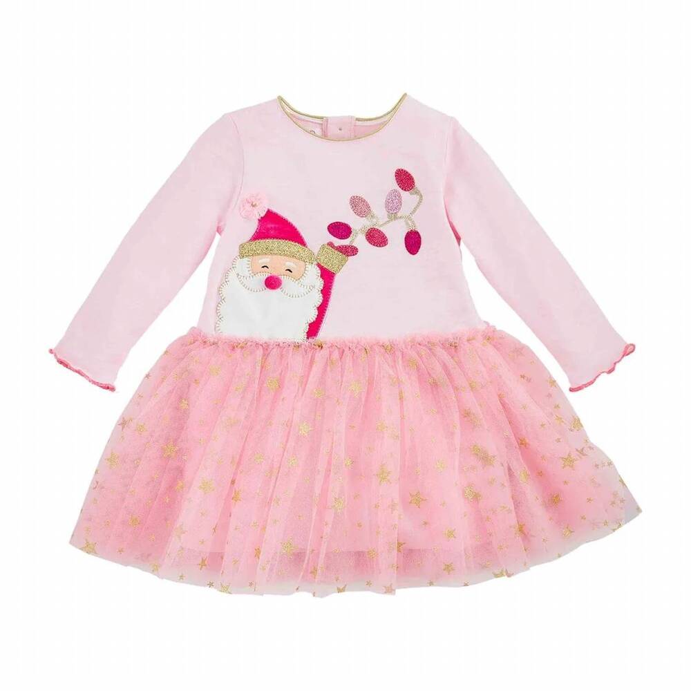 NEW MUDPIE kids' santa mesh dress in pink